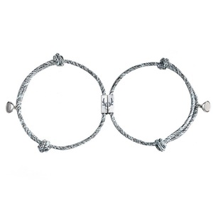 C24 2PCS Antlers Attract Couple Bracelet Silver Valentine Days Jewelry Commemorative Gift for Wedding Lover Boyfriend Girlfriend