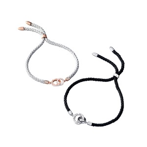 C31 2PCS Double Ring Buckle Couple Bracelet Silver Valentine Days Jewelry Commemorative Gift for Wedding Lover Boyfriend Girlfriend