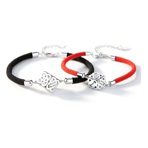 C34 2PCS Delicate Dice Couple Bracelet Silver Valentine Days Jewelry Commemorative Gift for Wedding Lover Boyfriend Girlfriend