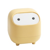 Cartoon Mini Desktop Trash Can Press Type Plastic Garbage Paper Basket with Lid Home Office Desktop Supplies