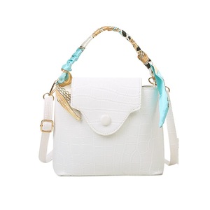Casual Alligator Pattern Shoulder Crossbody Bag Women Knot Silk Scarf Totes Purse Female PU Leather Bucket Messenger Pouch