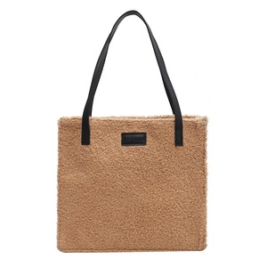 Casual Hit Color Daily Totes Women Fleece Shoulder Handbags Simple Underarm Bags Fashion Exquisite Shopping Bag