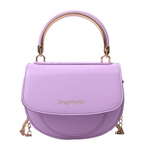 Casual Solid Color Crossbody Bags Women Chain PU Leather Travel Pouch Semicircle Circle Ring Handle Female Small Shoulder Bag
