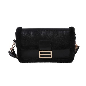 Casual Street Party Handbag Women Autumn Splicing Flap Travel Crossbody Bag Retro Square PU Plush Shoulder Bags