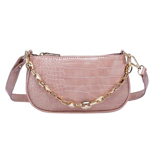 Casual Women Handbag PU Leather Travel Ladies Chain Shoulder Messenger Bag Underarm Shoulder Bag Solid Color Totes