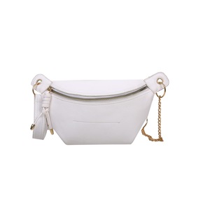Casual Women Solid Color Fanny Waist Packs Fashion PU Leather Zipper Chest Bag Portable Travel Shoulder Crossbody Chain Purse