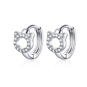 Cat Earrings Silver plating Animal Cat Pussy Kitten Stud Earrings for Women Fashion Jewelry