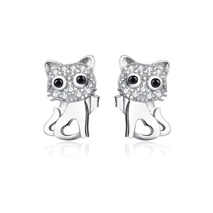 Cat Jewelry Silver plating Little Cat Pussy Exquisite Stud Earrings for Women Jewelry