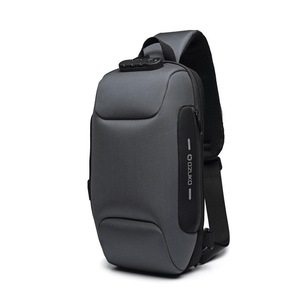 Chest Bag USB External Charging Anti-theft Crossbody Bag Waterproof Shoulder Bag for Camping Travel GRAY COLOR