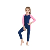 Children's Diving Suit One-piece Sunscreen Long Sleeve Snorkeling Swimsuit - DARK BLUE
