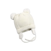 Children's ear cap knitted cap with cold proof and heat preservation - WHITE
