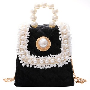 Children's Mini Clutch Bag Autumn Winter Girls Velour Crossbody Bag Kids Small Party Pearl Hand Bags Baby Girl Purses