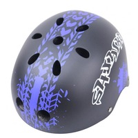 Children Skateboard Helmet Skating Stunt Bike Crash Protective Safety Helmet CE Authentication Exquisite Applique Style Black and purple_XL