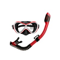 Children Snorkeling Swimming Training Nose Goggles Full Dry Anti-choking Water Mask Breathing Tube-Red