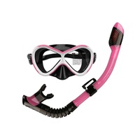 Children Snorkeling Swimming Training Nose Goggles Full Dry Anti-choking Water Mask Breathing Tube-Pink