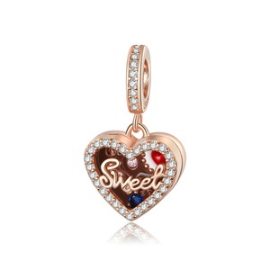 Chocolate Gift Box Beads Silver plating Charm Fit Bracelet DIY Jewelry
