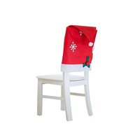Christmas Chair Back Covers - Red Santa Hat Chair Slipcover for Dining Room Decor