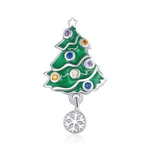 Christmas Tree for Women Jewelry Silver plating Charm Fit Women DIY Beads Bracelet