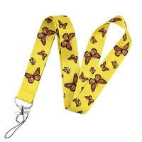 Color blue butterfly Printed Lanyard Key Strap for Phone Keys Cartoon Lanyards ID Badge with Key Ring Holder X1022