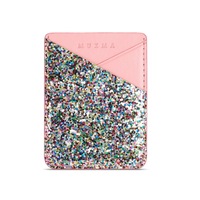 Color Sequined Pocket Card Mini Mobile Phone Shell 3M Plastic Credit Card Holder (Pink)