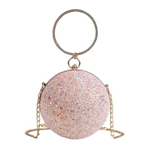 Colorful Crystal Diamonds Round Ball Shaped Clutches Lady Handbag Wedding Purse Chain Shoulder Bag