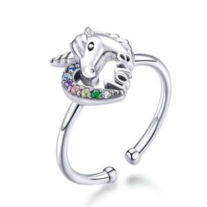 Colorful Licorne Finger Rings Silver plating Adjustable Free Size Ring Design Jewelry