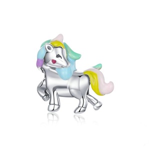 Colorful Unicorn Charms Silver plating Rainbow Horse Lovely Pendant Beads for Necklace Jewelry