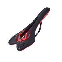 Comfortable Soft Breathable Mountain Bike Bicycle Road Bike Leather Seat Cushion Black red_DP36