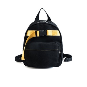 Contrast Color Canvas Casual Shoulder Bag Girl Handbag, Size: S (Black)