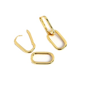 Copper Geometric O-shaped Two Oval Hoop Earrings Female Simple Fashion Detachable Jewelry Accessories Gift