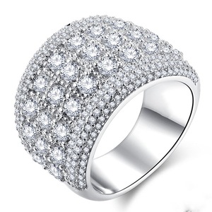 Copper Sparkling Wide Rings for Women Girls Wedding Engagement Jewelry