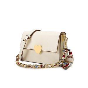 Cowhide handbags chain small square bag women new trendy simple wild silk scarf love crossbody bags
