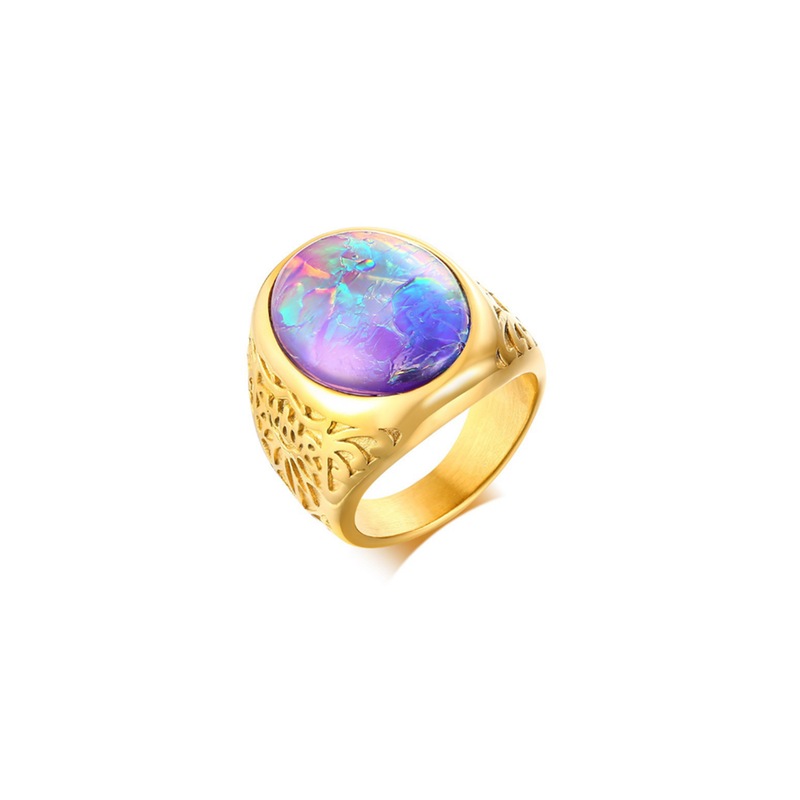 Buy Created Oval Gemstone Setting Gold Statement Ring MyDeal