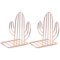Creative Cactus Shaped Metal Bookends Book Support Stand Desk Organizer Storage Holder Shelf