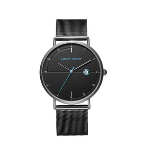 Creative Mesh Belt Ladies Waterproof Watch Stainless Steel with Watch Trend Simple Quartz Watch-Black
