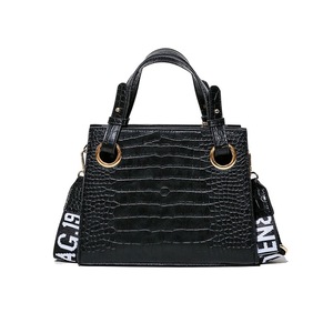 Crocodile PU Leather Single Shoulder Bag Ladies Handbag Messenger Bag (Black)