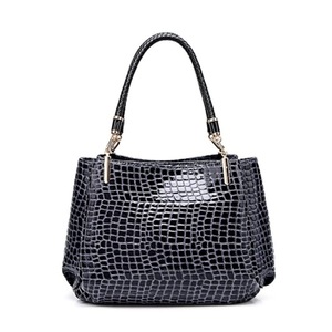 Crocodile Texture PU Leather Single Shoulder Bag Ladies Handbag Messenger Bag (Black)