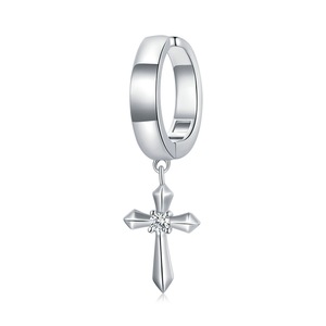 Cross Earrings Clip Silver plating Unisex Punk Style Jewelry