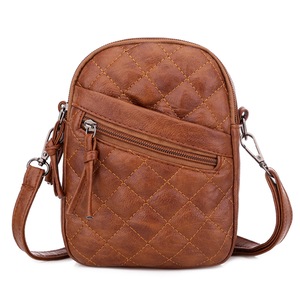 Crossbody Bag PU Leather Solid Color Simple Lattice Multi-pocket Travel Clutches Small Handbags for Women