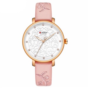 Crystal Leather Band Women Wrist Watch Elegant Design Quartz Watch