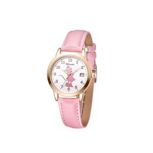 Cute Belt Watch Mickey Minnie Calendar Fashion Trend Quartz Waterproof Watch for Girls-Pink
