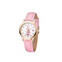 Cute Belt Watch Mickey Minnie Calendar Fashion Trend Quartz Waterproof Watch for Girls-Pink