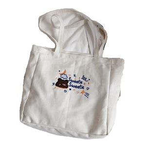 Cute Cartoon Bear Canvas Ladies Shoulder Bags Simple Girls Travel Folding Handbags Fashion Women Large Shopping Bag Casual Tote