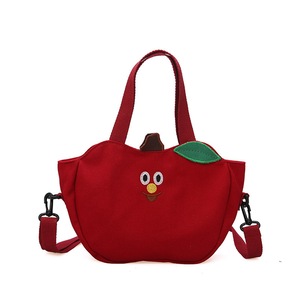 Cute Cartoon Shoulder Tote Bag Fruit Apple Embroidered Canvas Ladies Crossbody Messenger Bags Women Mini Handbag Purse