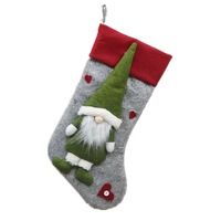 Cute No Face Doll Shape Christmas Stocking Hanging Bag Gray Christmas faceless old socks