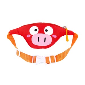 Cute Pig Oxford Cloth Single Shoulder Bag Kids Waist Chest Bag Messenger Bag (Red)