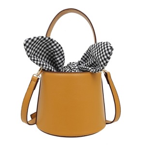 Cute Simple Wild Fairy Handcuffs Slanting Bucket Bag PU Single Shoulder Bag Messenger Bag (Yellow)