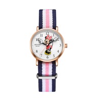 Cute Watch Minnie Cute Quartz Watch Mickey Cartoon Waterproof Watch Suitable for Boys and Girls-Pink