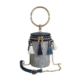 Cylinder Shape Casual Shoulder Bag Ladies Handbag Messenger Bag (Blue)