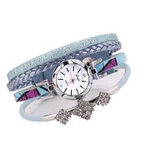 D255 Flower Dial Show Fashionable Women Bracelet Watch Tourist Dress Retro Style Quartz Watch BLUE COLOR